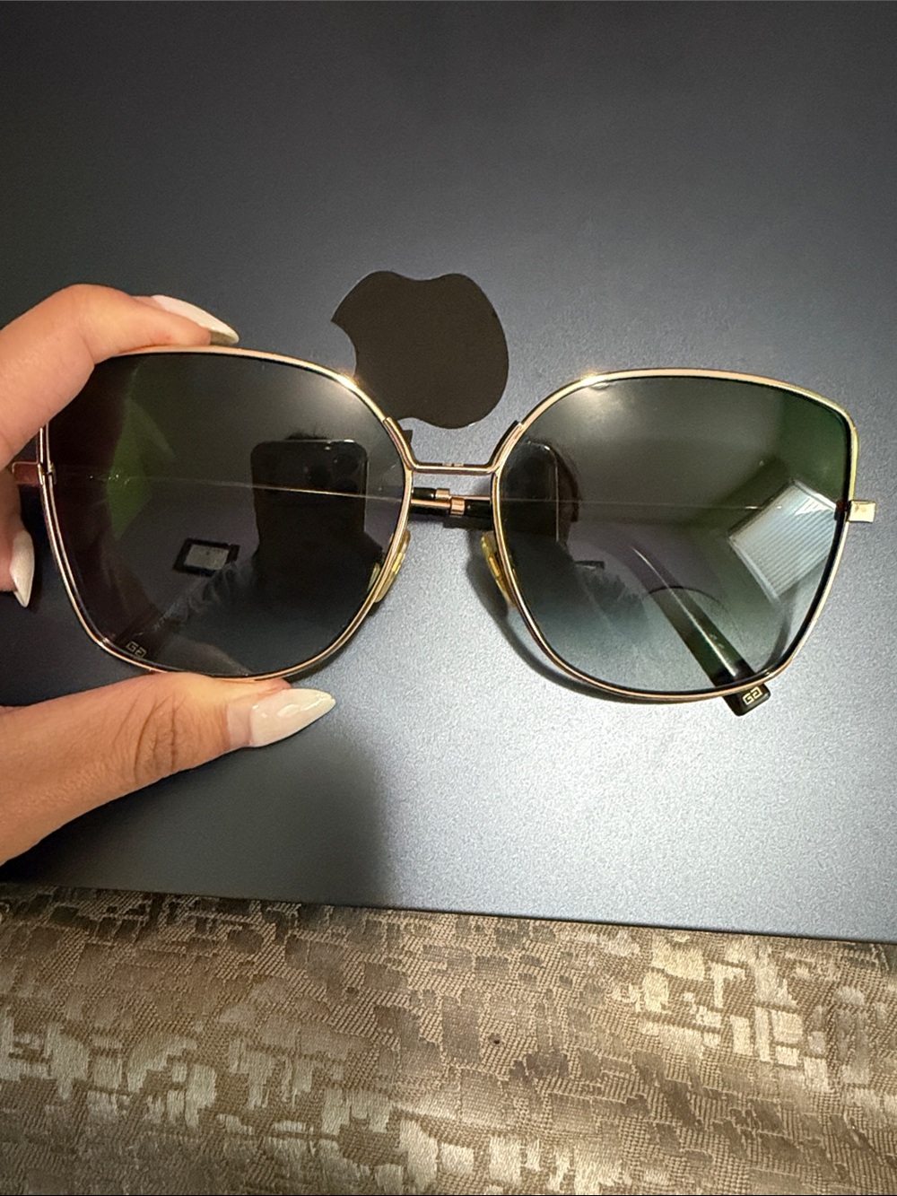 Givenchy Gold Frame Sunglasses with Black Gradient Lenses